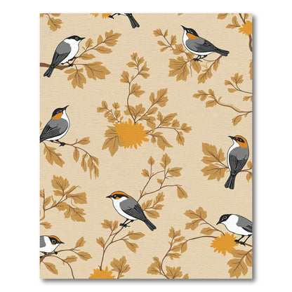 Amber Birds on Golden Branches Rug