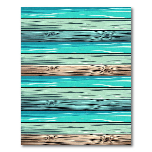 Coastal Blue and Sand Striped Plank Rug