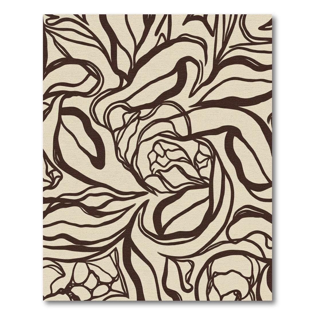 Cream Brown Abstract Floral Whimsical Rug
