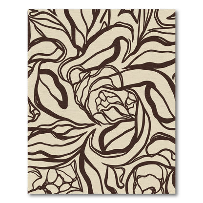 Cream Brown Abstract Floral Whimsical Rug