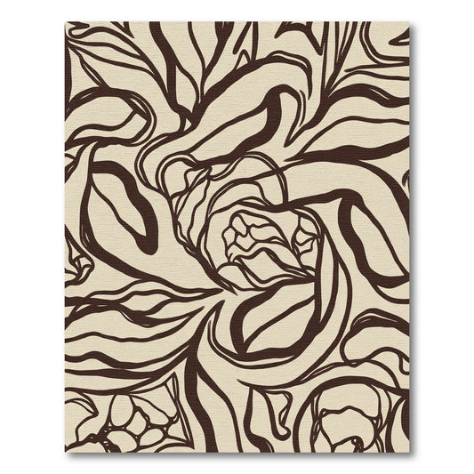 Cream Brown Abstract Floral Whimsical Rug