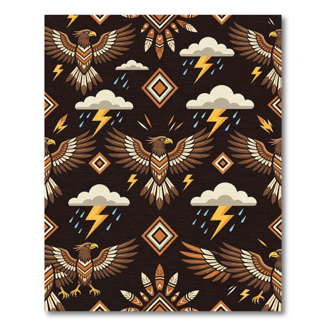 Brown Eagle Storm Diamond Feather Rug
