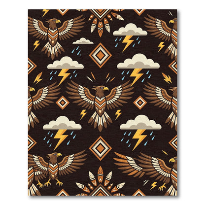 Brown Eagle Storm Diamond Feather Rug