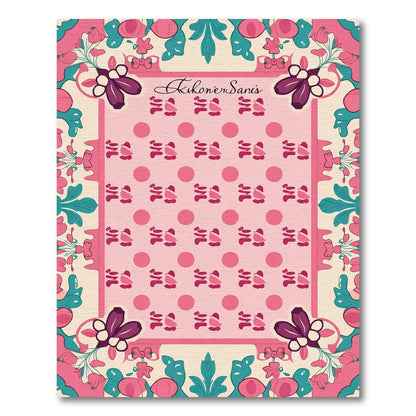 Pink Floral Botanical Polka Dot Rug