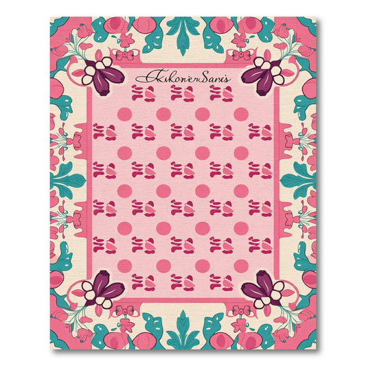 Pink Floral Botanical Polka Dot Rug