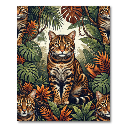 Lush Tropical Jungle Feline Exotic Rug