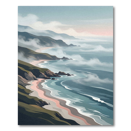 Coastal Sunrise Pastel Ocean Waves Rug