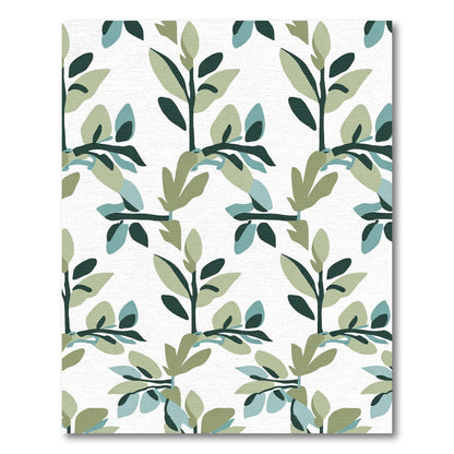 Abstract Green Blue Foliage Branch Rug
