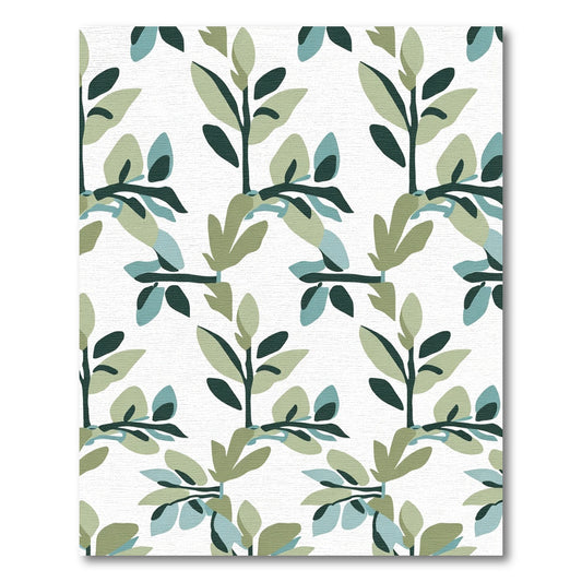 Abstract Green Blue Foliage Branch Rug