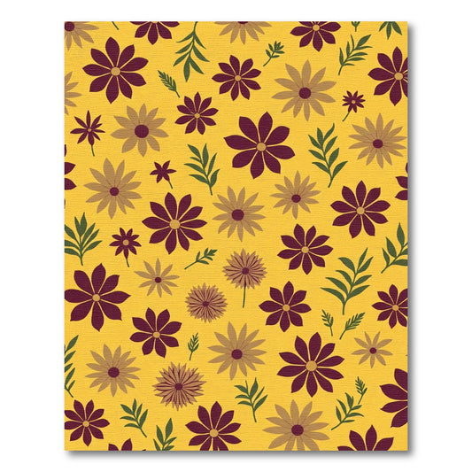 Deep Plum Yellow Floral Botanical Garden Rug