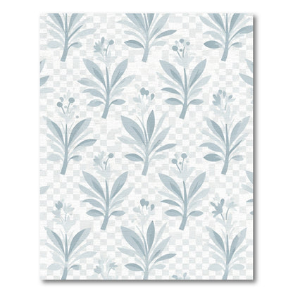Soft Blue Floral Sprig Weave Rug