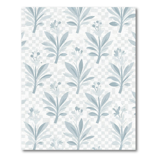 Soft Blue Floral Sprig Weave Rug