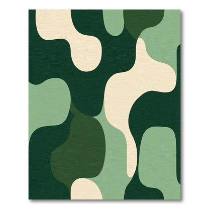 Abstract Organic Green Cream Waves Rug