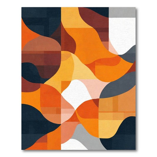 Abstract Orange Yellow Blue Organic Waves Rug