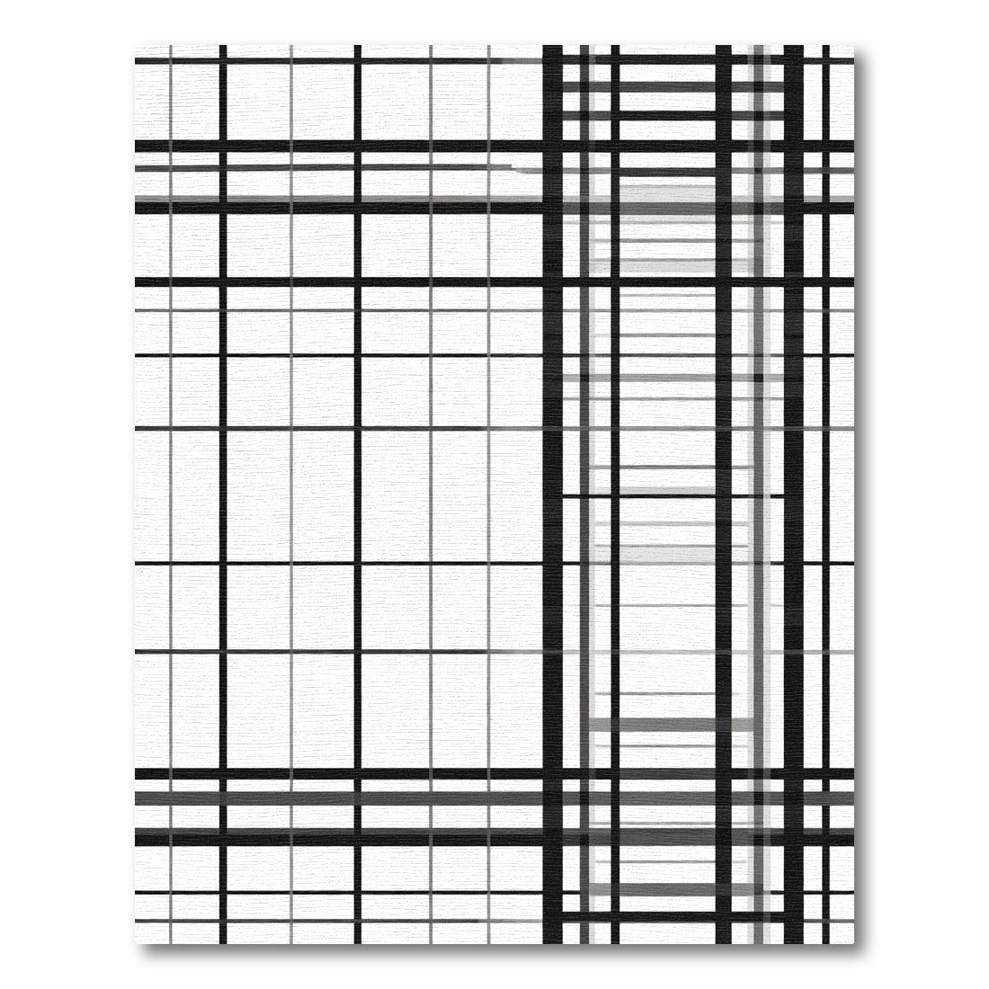Modern Black White Grid Check Rug