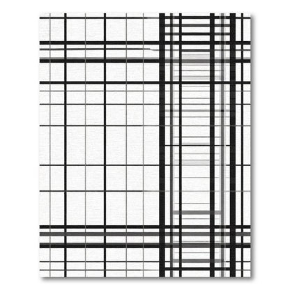 Modern Black White Grid Check Rug