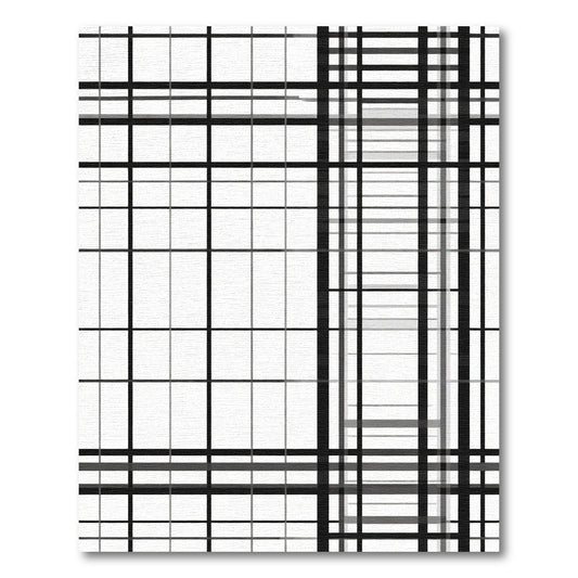 Modern Black White Grid Check Rug