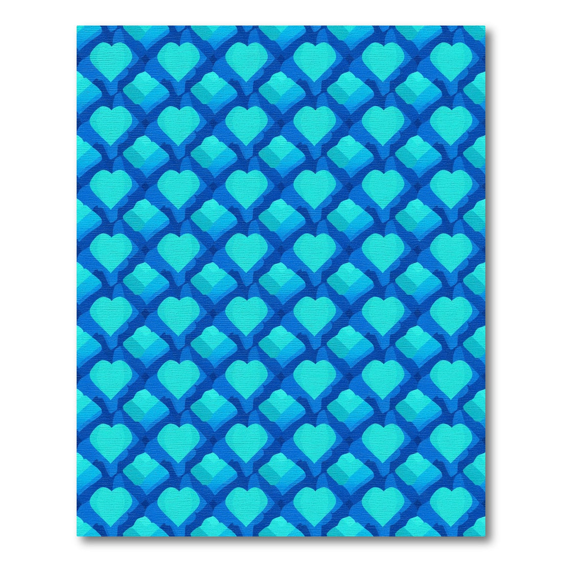 Deep Blue Layered Heart Composition Rug