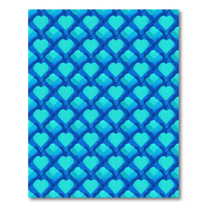 Deep Blue Layered Heart Composition Rug