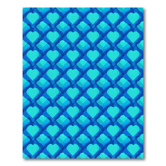 Deep Blue Layered Heart Composition Rug