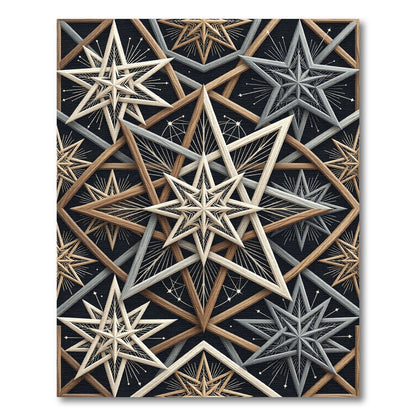 Geometric Starburst Wood Illusion Rug