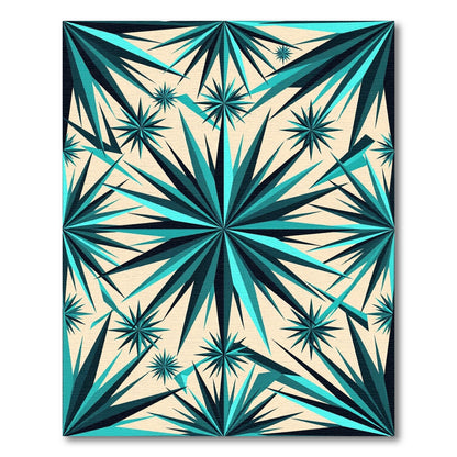 Teal Geometric Starburst Composition Rug