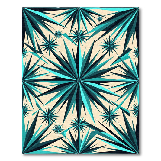 Teal Geometric Starburst Composition Rug