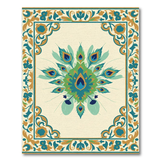 Emerald Peacock Feather Motif Rug