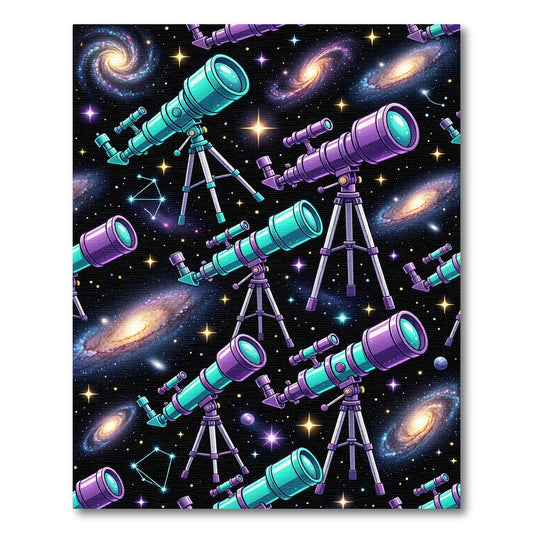 Cosmic Teal Purple Telescope Galaxy Starry Rug