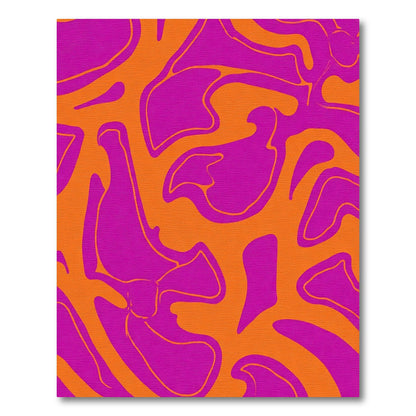 Bold Magenta Orange Swirl Flow Rug