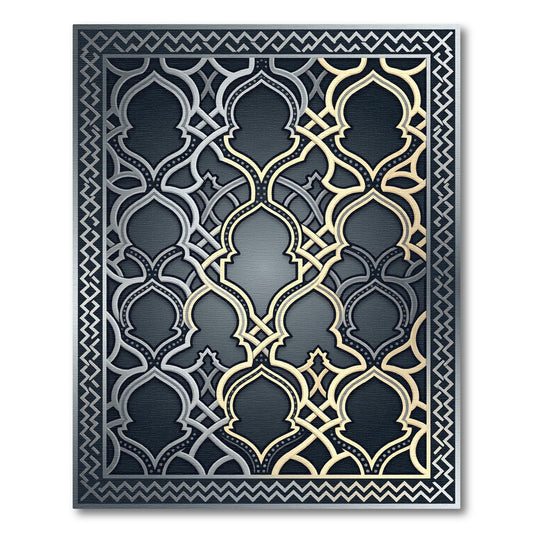Elegant Silver Gold Archway Interlace Rug
