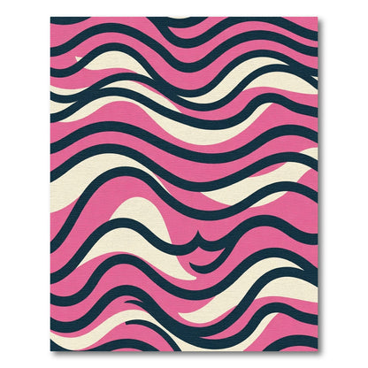 Retro Pink Wave Composition Rug