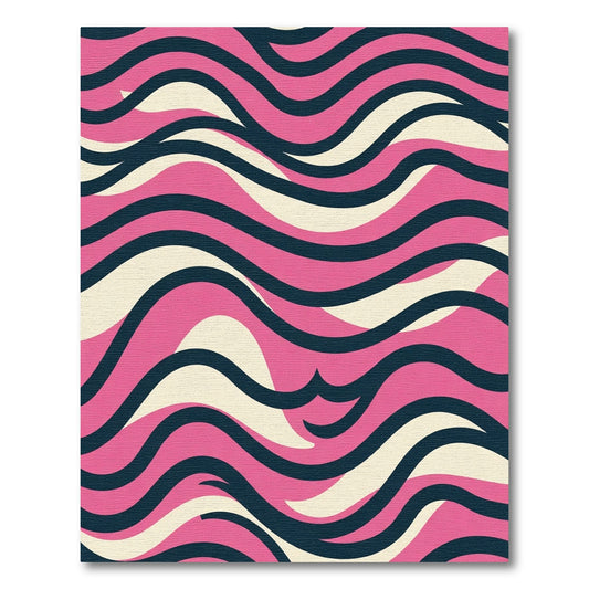 Retro Pink Wave Composition Rug
