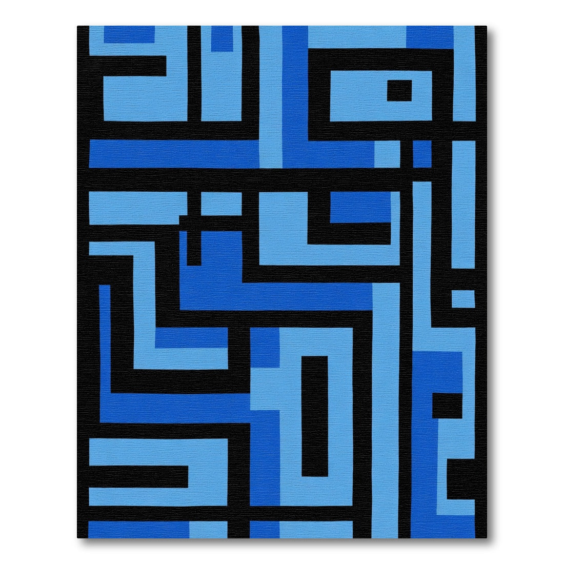 Modern Blue Geometric Labyrinth Rug