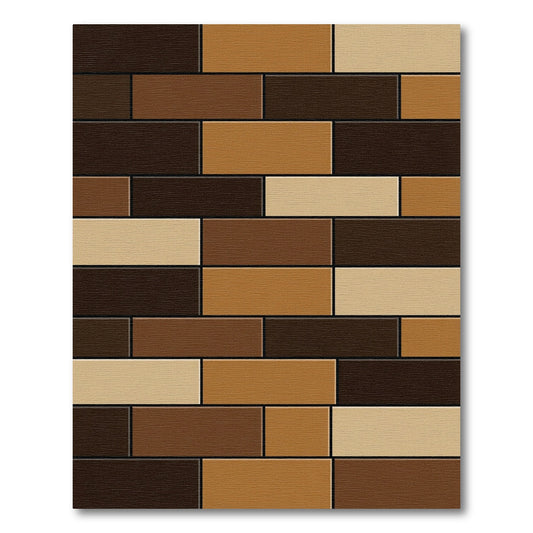 Modern Earthy Brown Geometric Block Rug