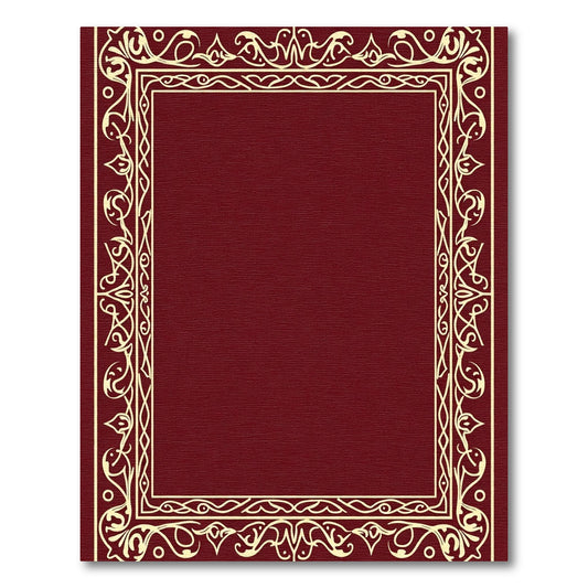 Rich Burgundy Cream Vine Border Rug