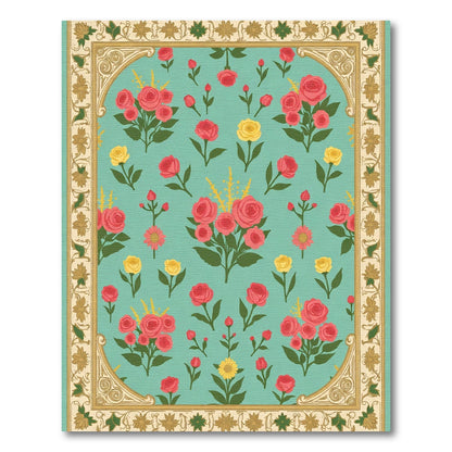 Aqua Floral Medallion Garden Rug