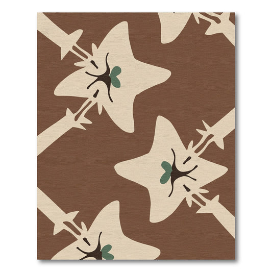 Cream Brown Abstract Starburst Rug