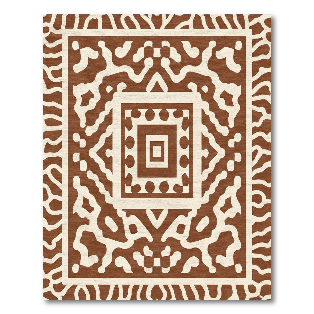 Earthy Brown Geometric Organic Square Rug