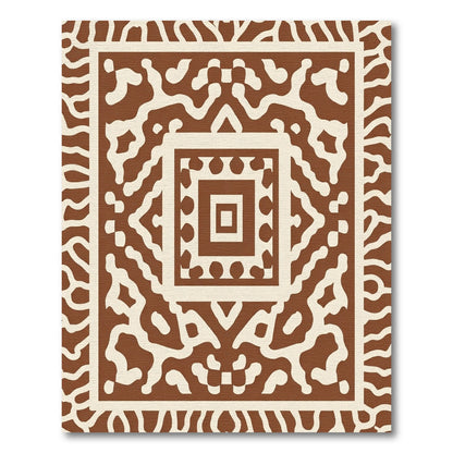 Earthy Brown Geometric Organic Square Rug