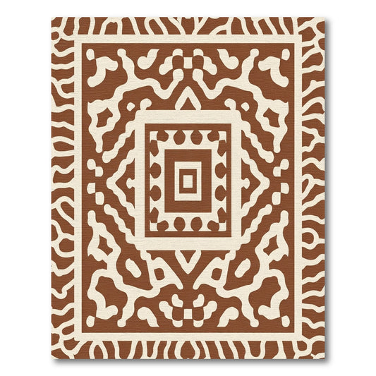 Earthy Brown Geometric Organic Square Rug