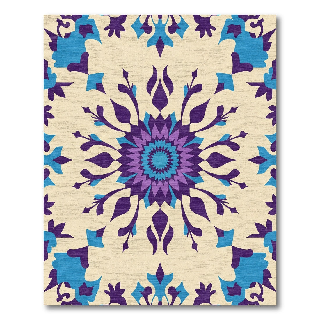 Purple Teal Floral Starburst Rug