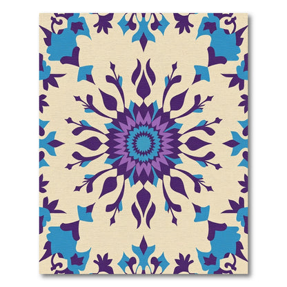 Purple Teal Floral Starburst Rug