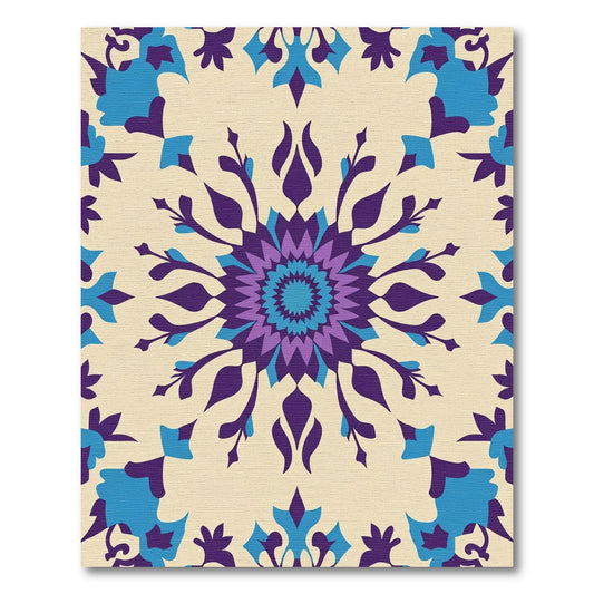 Purple Teal Floral Starburst Rug
