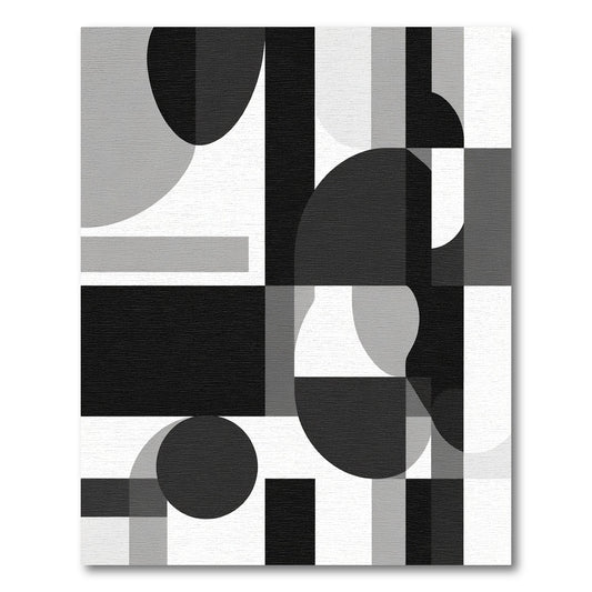 Monochromatic Abstract Geometric Squares Circles Rug