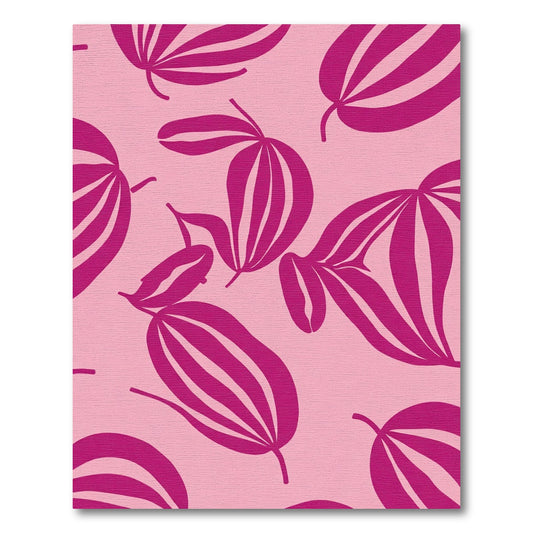 Deep Pink Leafy Garden Accent Rug