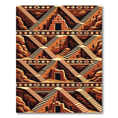 Terracotta Desert Cliff Adobe Stairway Rug