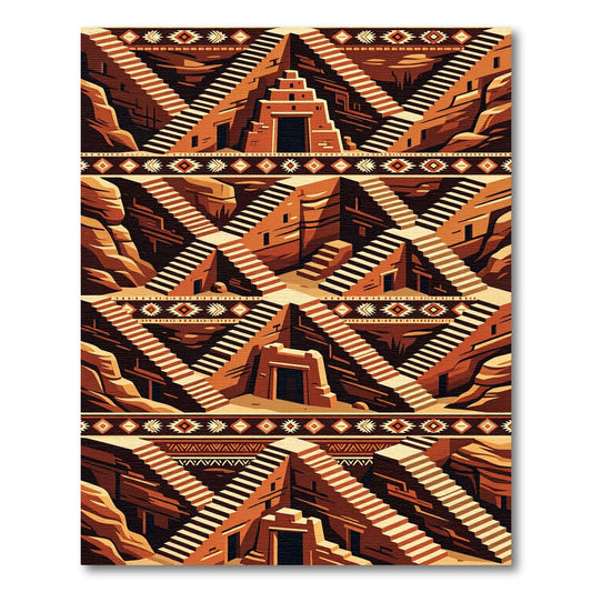 Terracotta Desert Cliff Adobe Stairway Rug