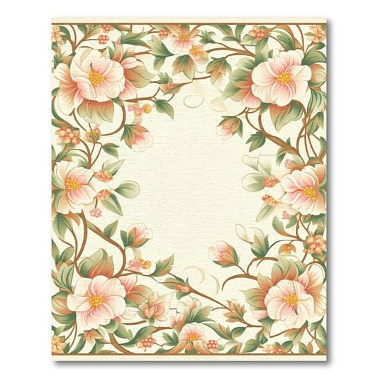 Pastel Pink Floral Vine Branches Rug