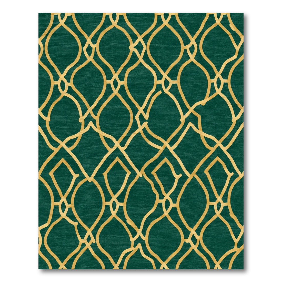 Emerald Green Gold Lattice Rug